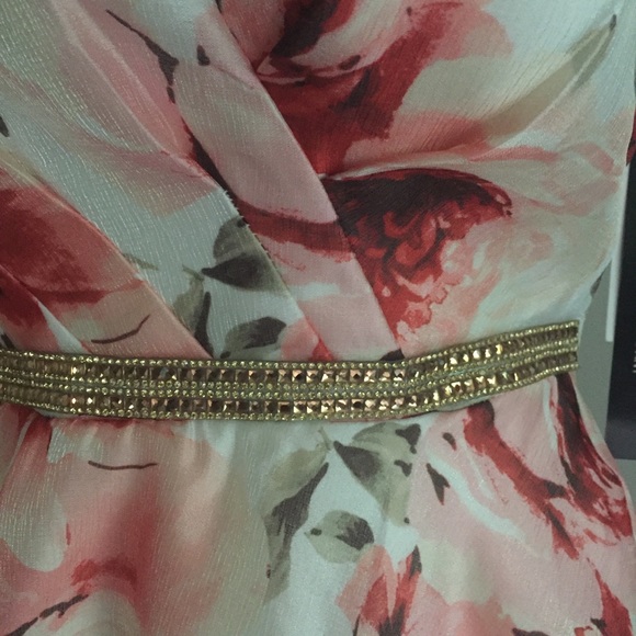 Trixxi Women's Juniors' Floral Off Shoulder Sleeveless Dress Prom Hoco Size 7 - Picture 3 of 7